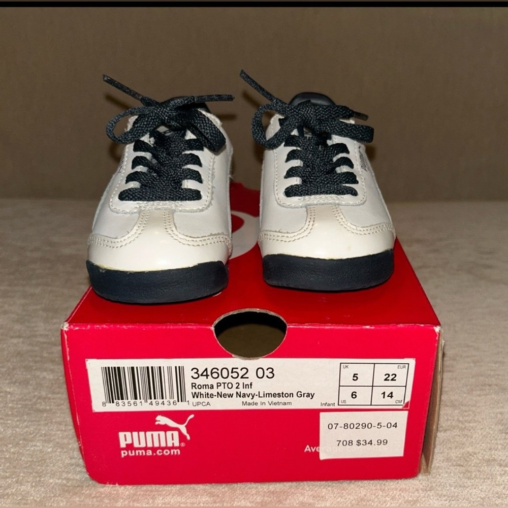Puma White and Blue Sneakers Classic Low-Top Design